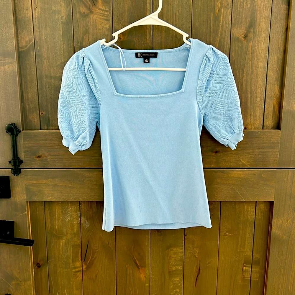 Blue Puff Sleeve Top - INC. (bought at Macys) Square neck